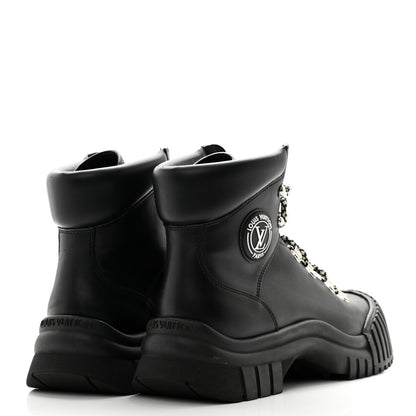 Louis Vuitton Calfskin Patent Monogram Ruby Flat Ranger Boots 38 Black 4 of 11
