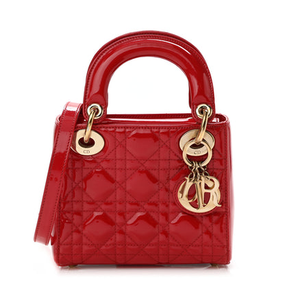 Christian Dior Patent Cannage Mini Lady Dior Red 1 of 17
