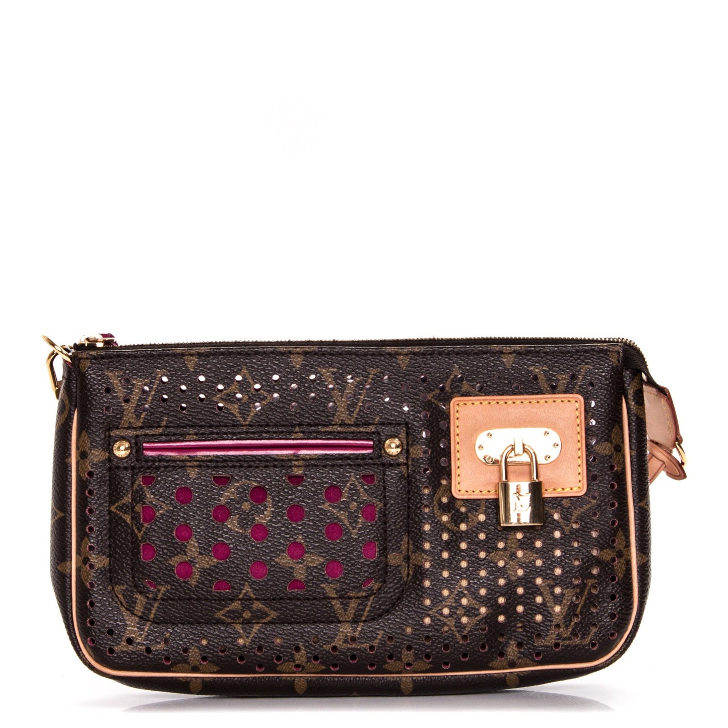 Monogram Perforated Pochette Accessories Bag Fuchsia