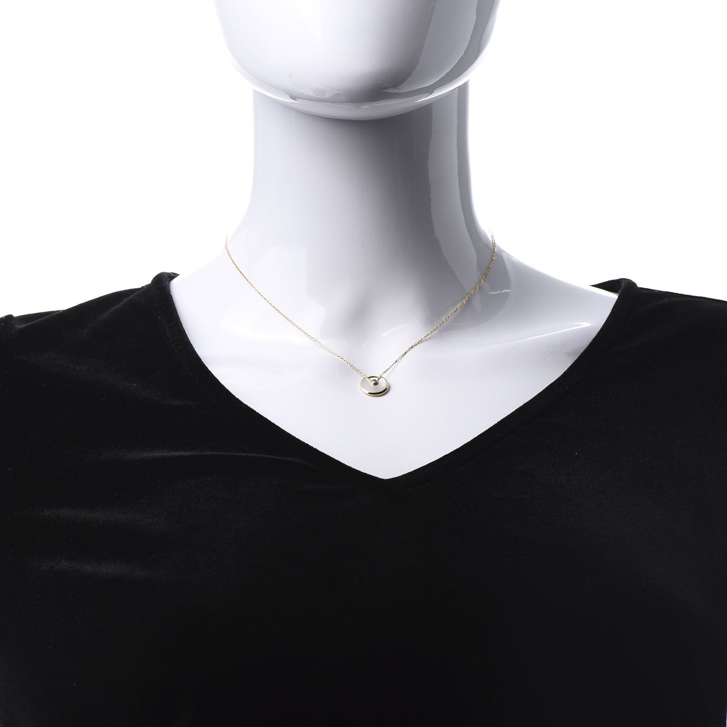 18K Yellow Gold Diamond Mother of Pearl XS Amulette de Cartier Pendant Necklace