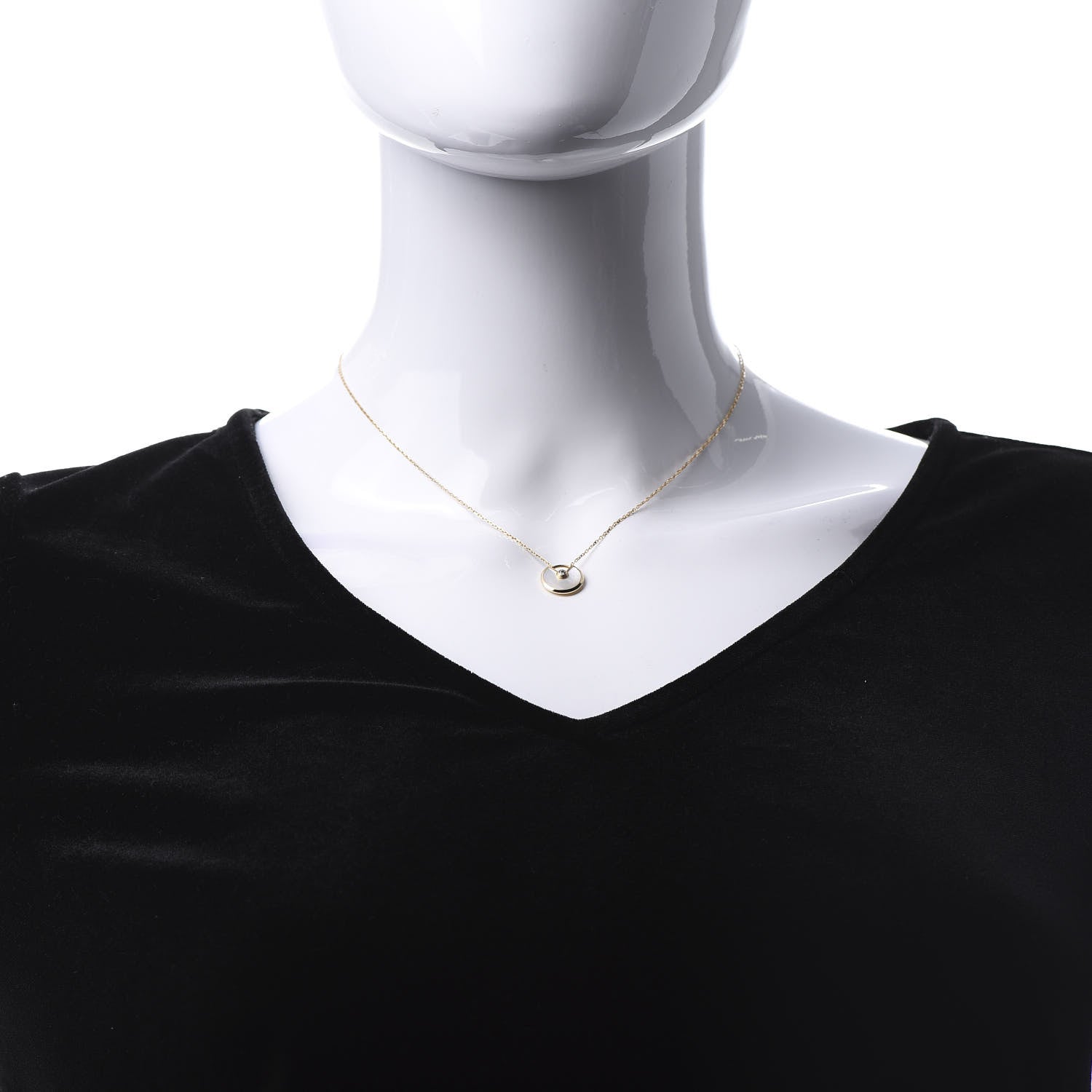 Cartier 18K Yellow Gold Diamond Mother of Pearl XS Amulette de Cartier Pendant Necklace 2 of 6