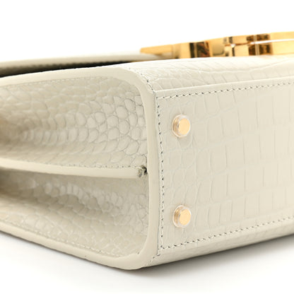 Saint Laurent Crocodile Embossed Mini Classic Monogram Cassandra Top Handle Crema Soft 9 of 11