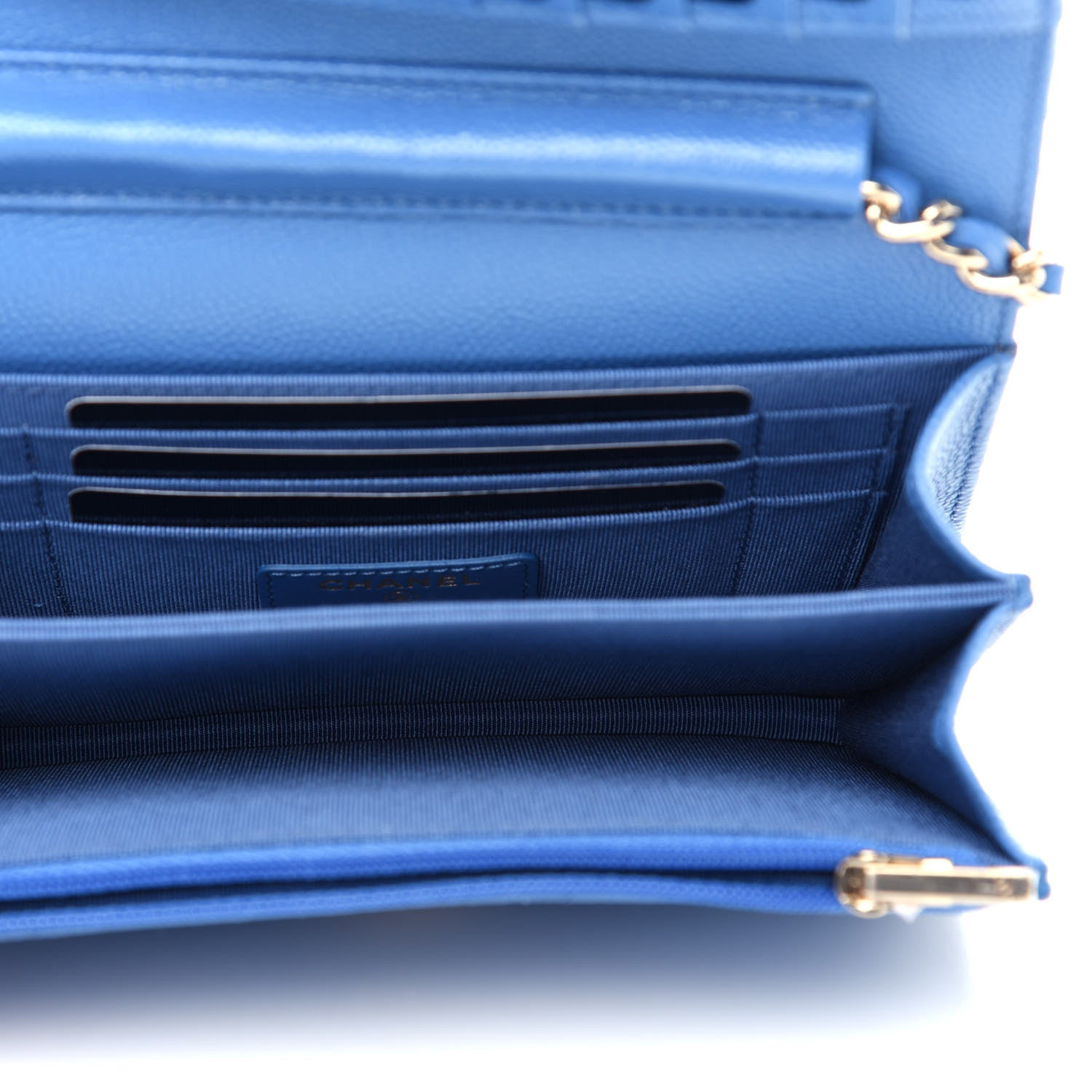Chanel Caviar Quilted Mini Wallet On Chain WOC Blue 5 of 11