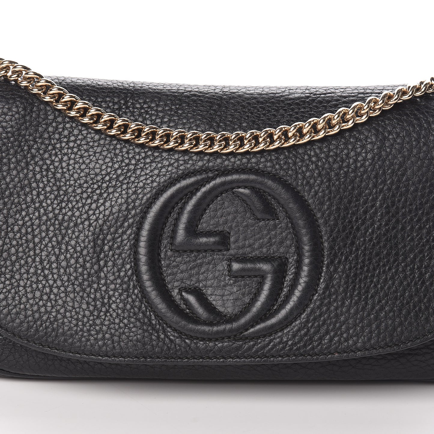 Pebbled Calfskin Medium Soho Flap Crossbody Black