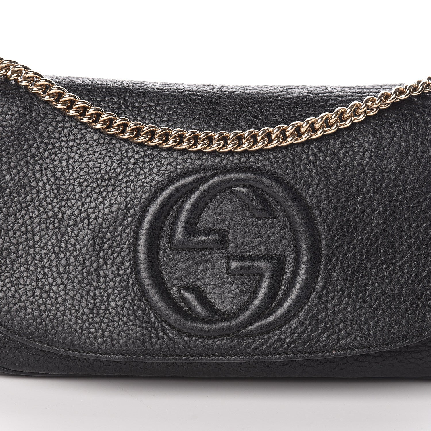 Gucci Pebbled Calfskin Medium Soho Flap Crossbody Black 9 of 11