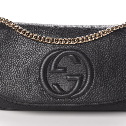 Gucci Pebbled Calfskin Medium Soho Flap Crossbody Black 9 of 11