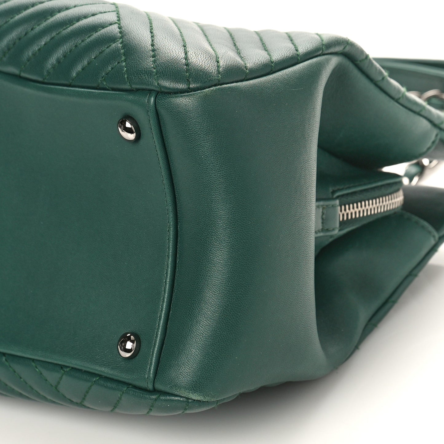 Lambskin Quilted CC Crossing Shopping Tote Green