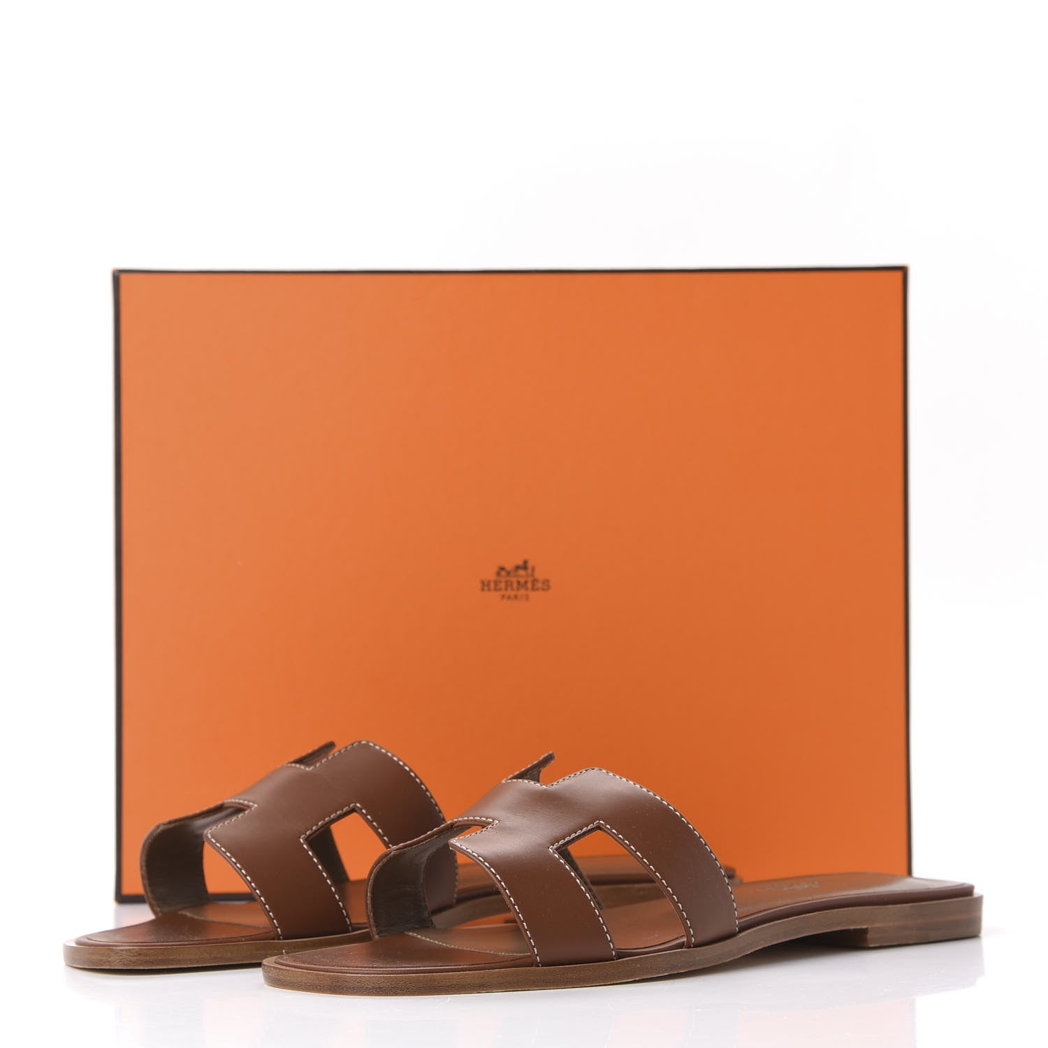 Hermes Box Calfskin Oran Sandals 39 Gold 10 of 10