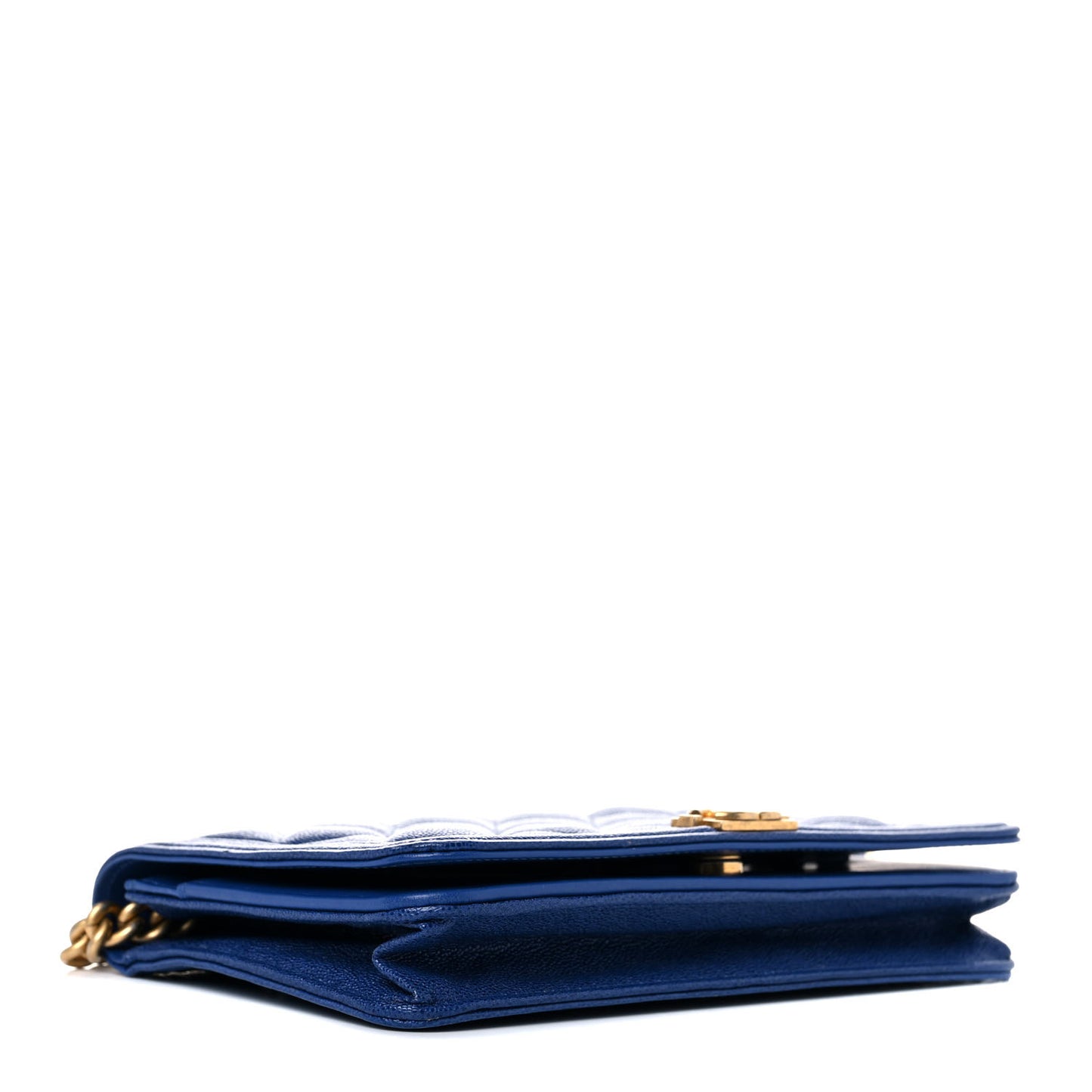 Caviar Quilted Boy Wallet On Chain WOC Blue