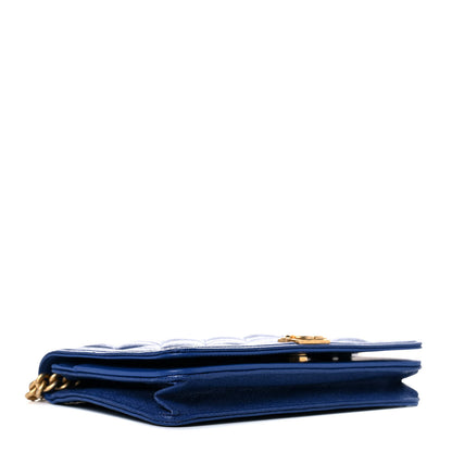 Chanel Caviar Quilted Boy Wallet On Chain WOC Blue 3 of 18