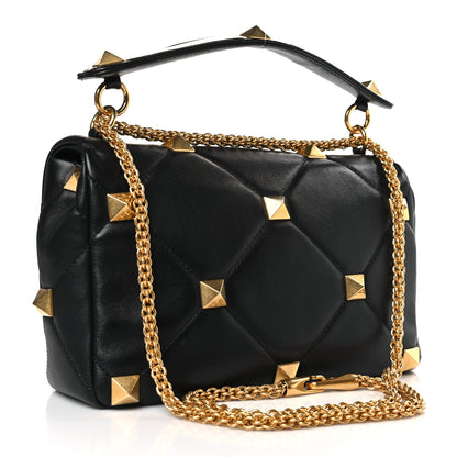 Valentino Garavani Nappa Large Roman Stud Shoulder Bag Black 3 of 8