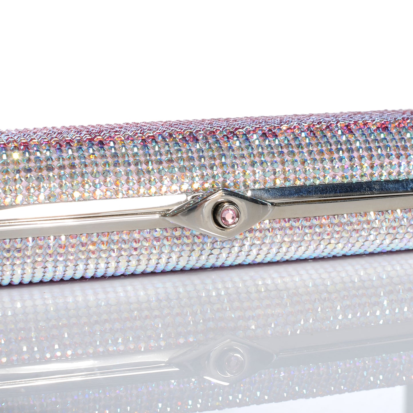 Crystal Degrade Minaudiere Clutch Pink