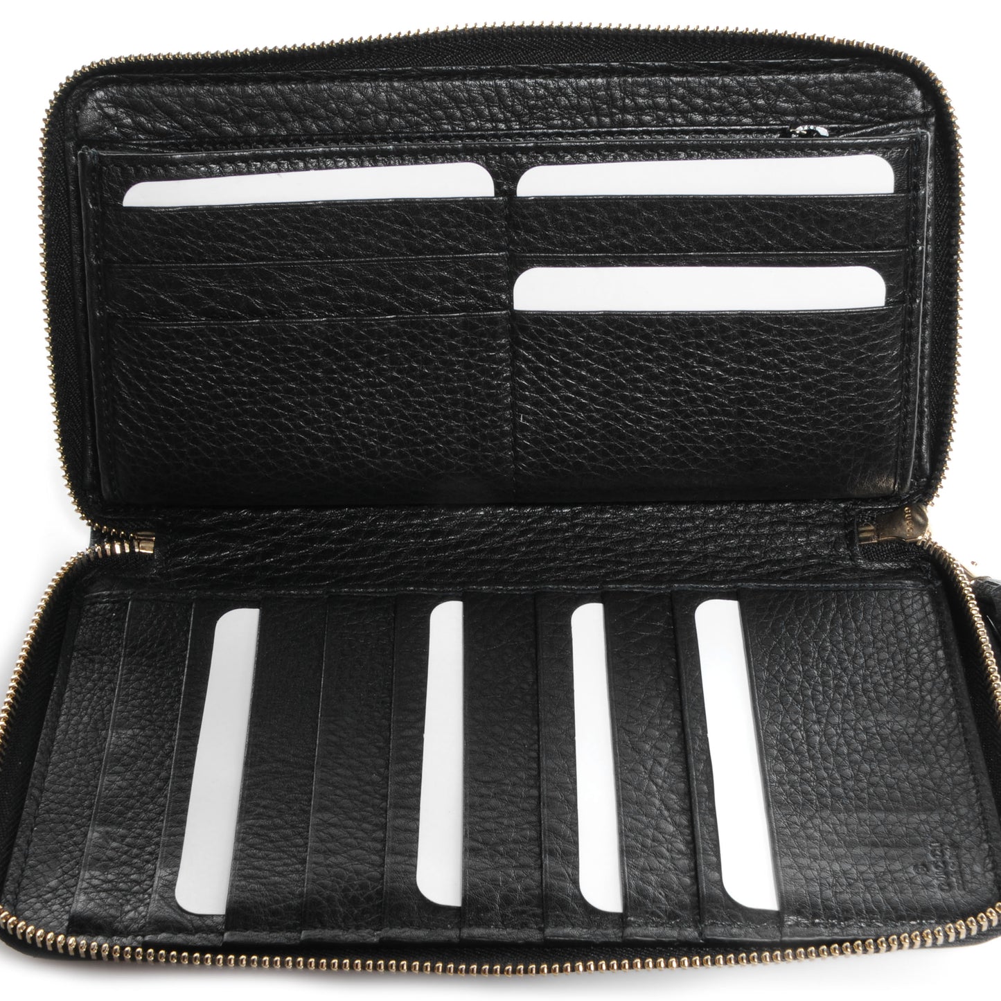 Pebbled Calfskin Soho Zip Around Wallet Black