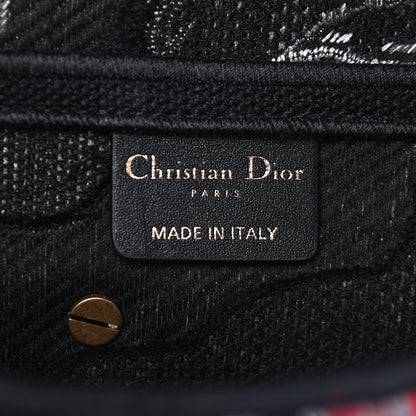 Christian Dior Canvas Embroidered Camouflage Flowers Saddle Bag Black Multicolor 6 of 9