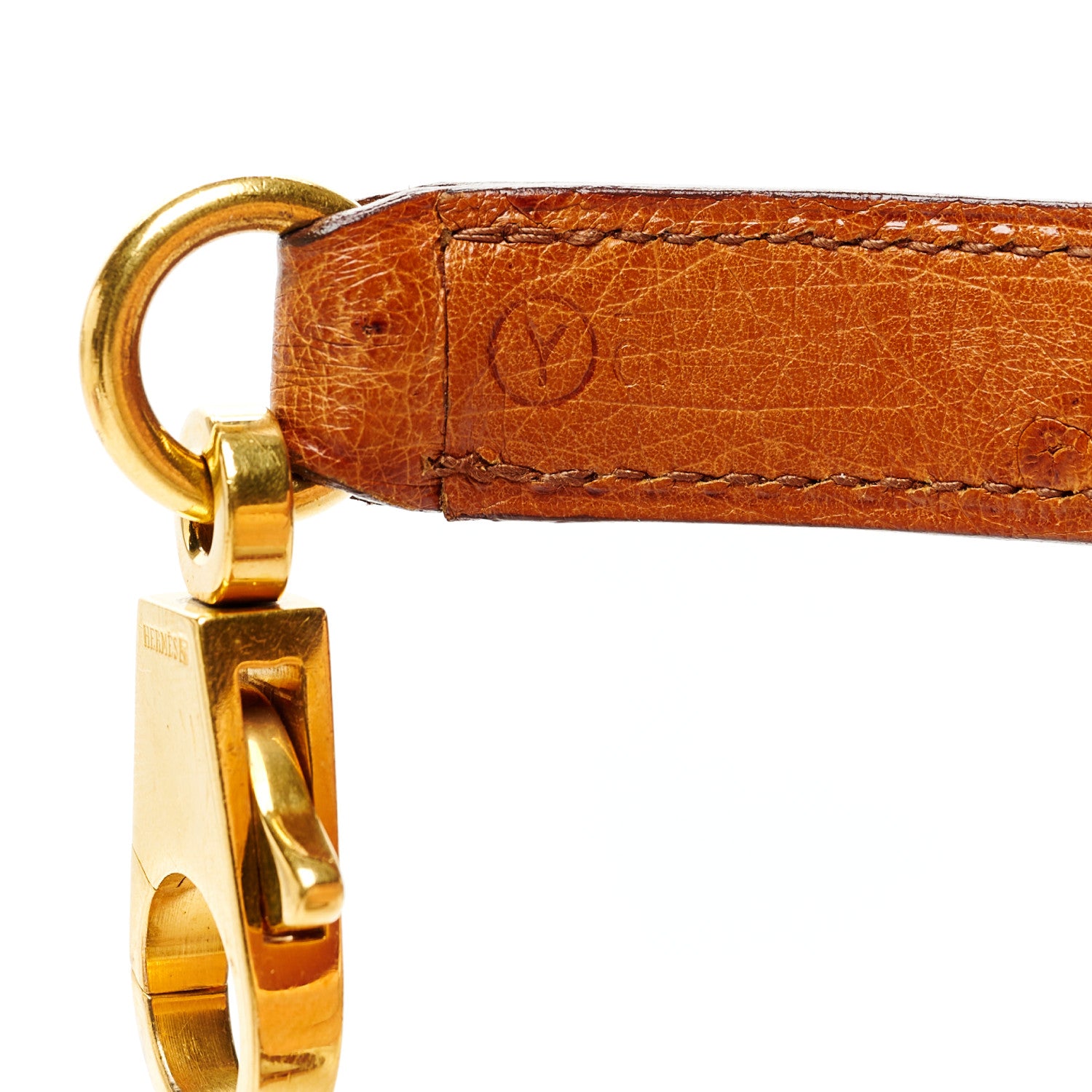 Hermes Ostrich Kelly Shoulder Strap Cognac 4 of 5