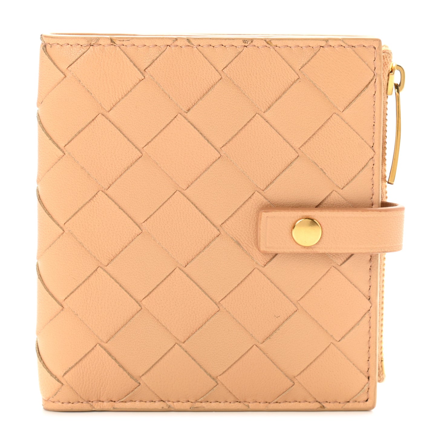 Nappa Intrecciato French Compact Wallet Beige