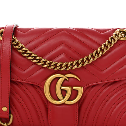 Gucci Calfskin Matelasse Small GG Marmont Shoulder Bag Hibiscus Red 8 of 10