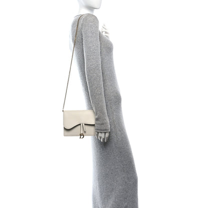 Christian Dior Grained Calfskin Saddle Chain Pouch Latte 2 of 10