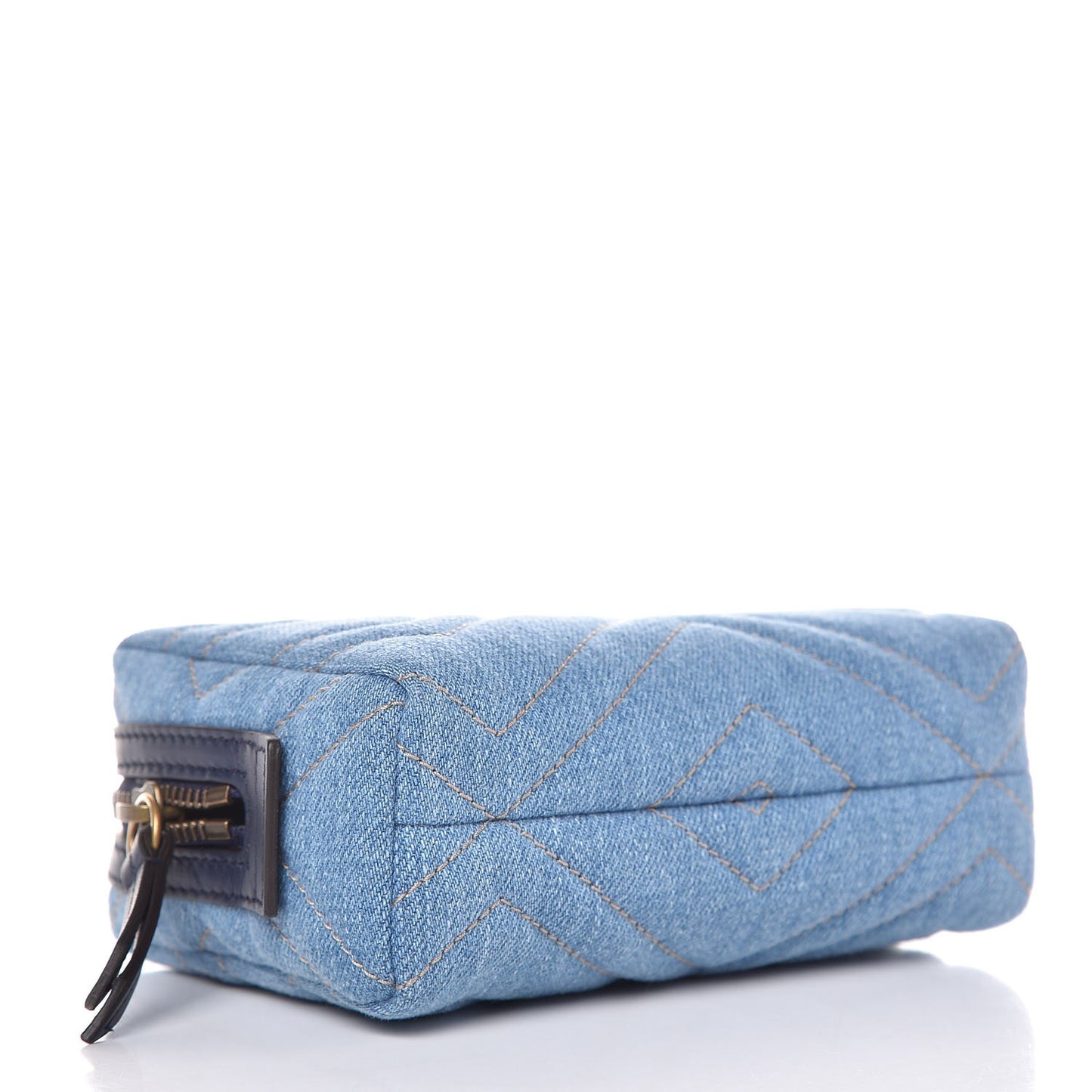 Denim Matelasse Pearly GG Marmont Cosmetic Case Blue