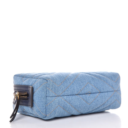 Gucci Denim Matelasse Pearly GG Marmont Cosmetic Case Blue 4 of 8