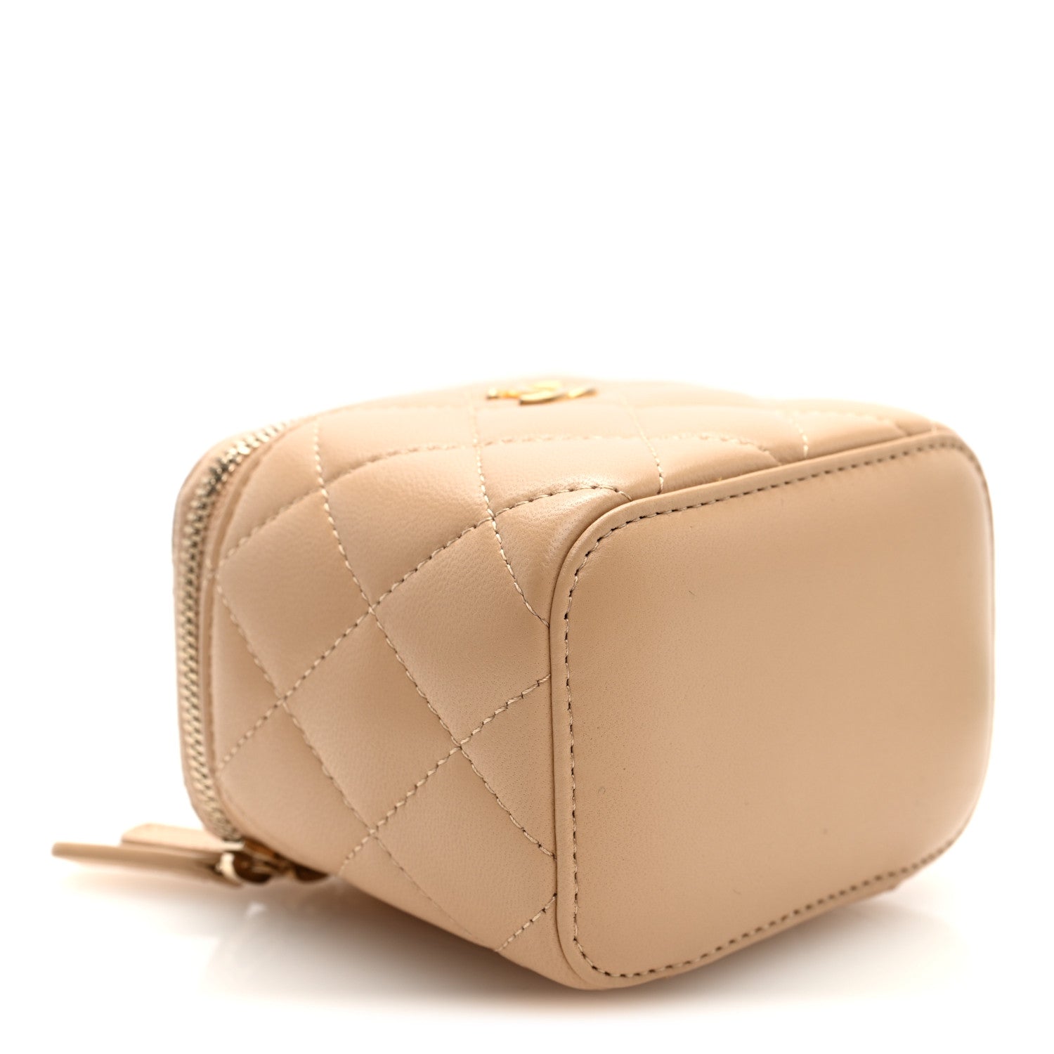 Chanel Lambskin Quilted Pearl Crush Mini Vanity Case With Chain Beige 4 of 10