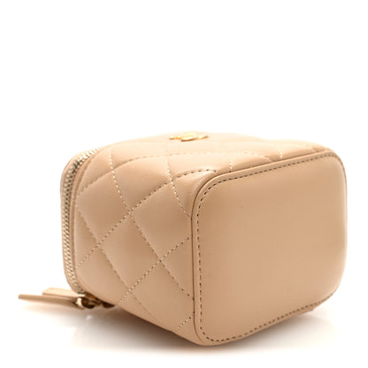Chanel Lambskin Quilted Pearl Crush Mini Vanity Case With Chain Beige 4 of 10