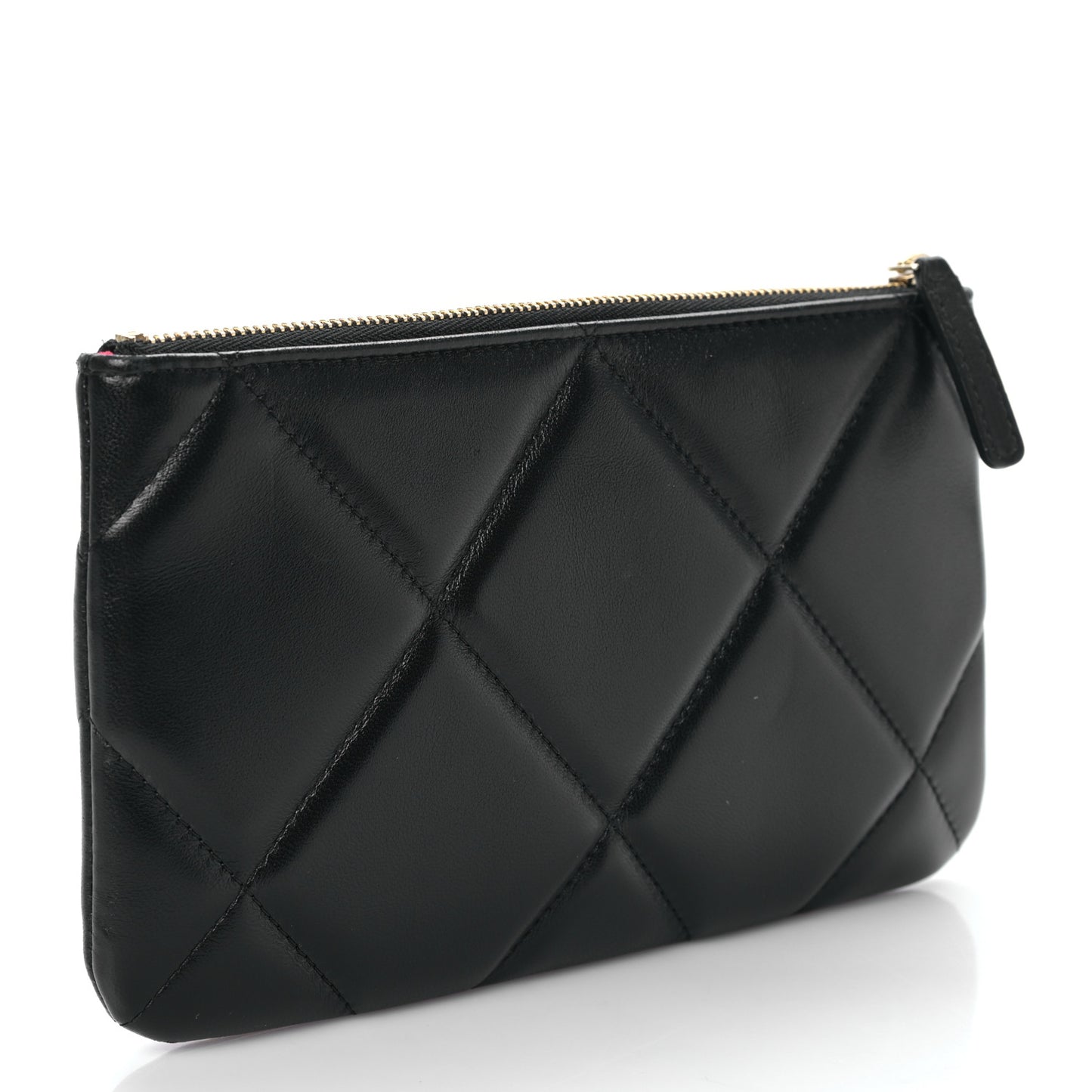 Lambskin Quilted Small Chanel 19 Pouch Black