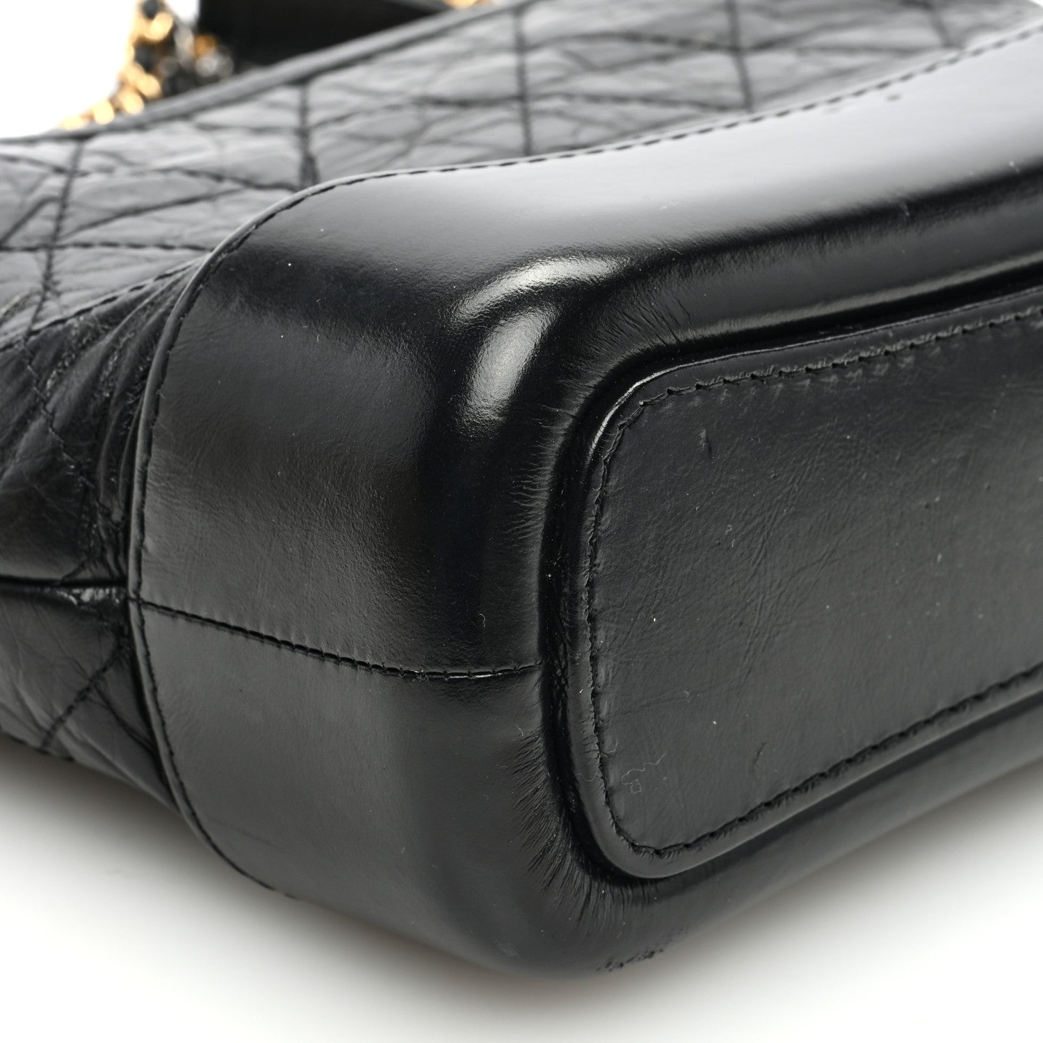 Chanel Aged Calfskin Quilted Small Gabrielle Hobo Black 11 of 12