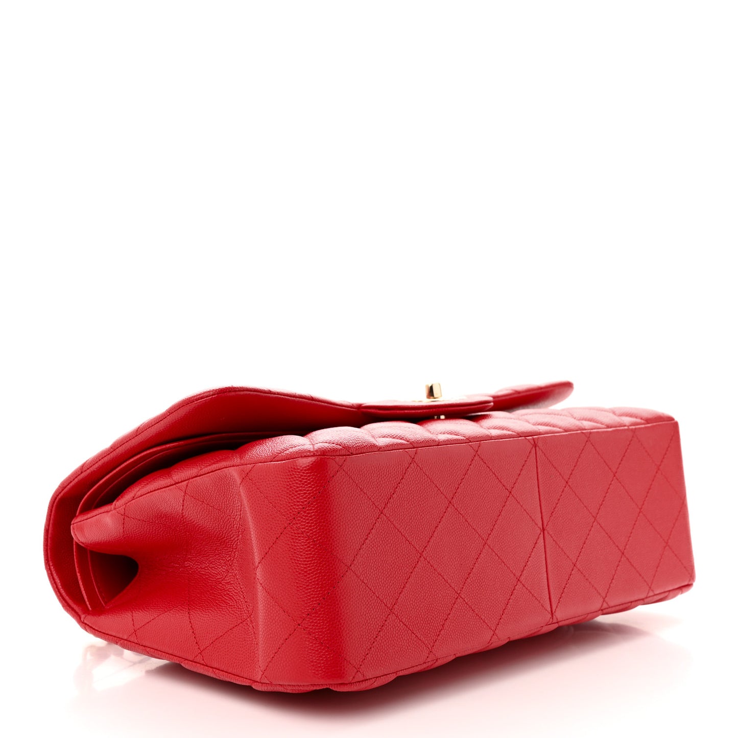 Caviar Quilted Jumbo Double Flap Red