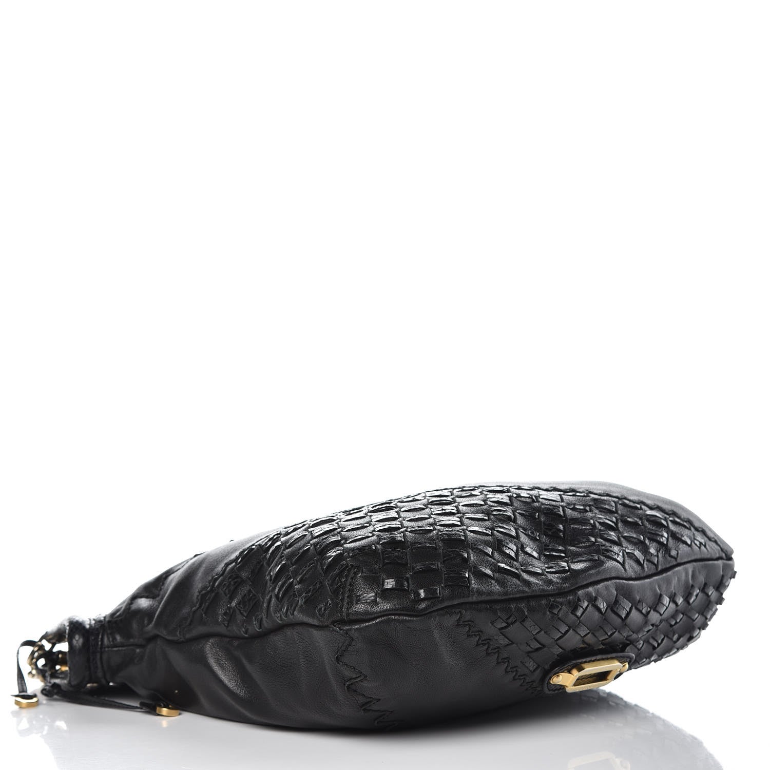 Jimmy Choo Lambskin Snakeskin Woven Hobo Black 4 of 15