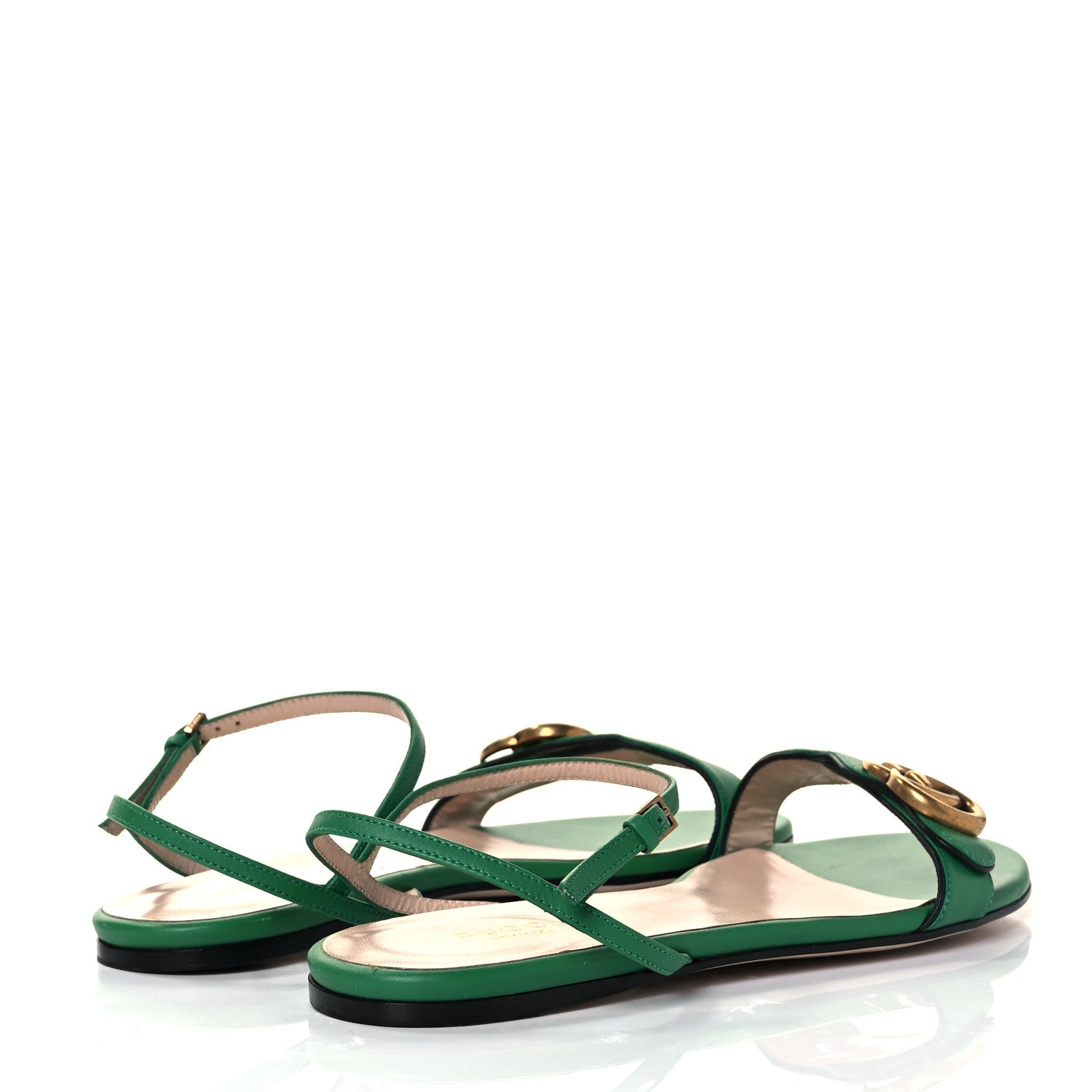 Gucci Lifford Calfskin GG Marmont Ankle Wrap Flat Sandals 39.5 New Shamarock 4 of 7
