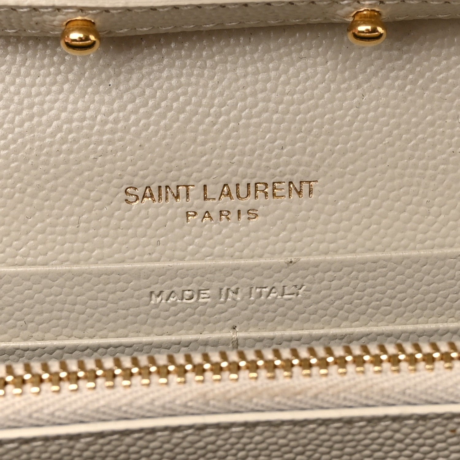 Saint Laurent Grain De Poudre Matelasse Chevron Monogram Chain Wallet Crema Soft 6 of 12