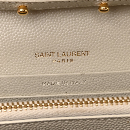 Saint Laurent Grain De Poudre Matelasse Chevron Monogram Chain Wallet Crema Soft 6 of 12
