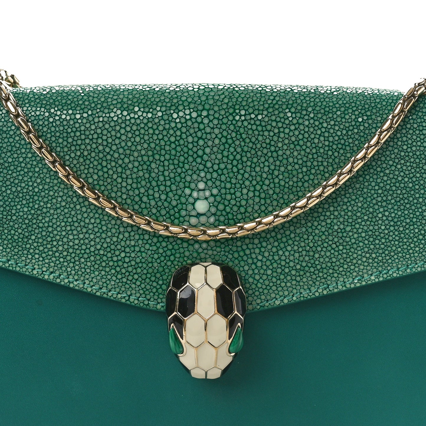 Galuchat Calfskin Serpenti Forever Crossbody Bag Green