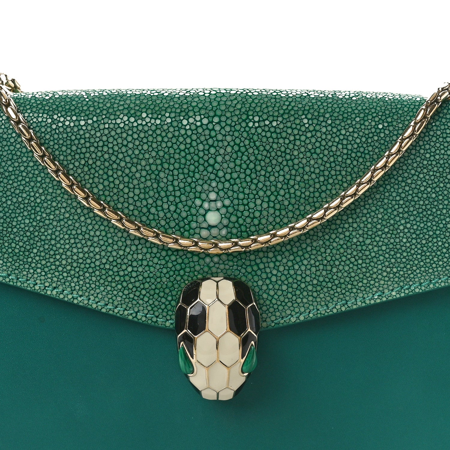 Bulgari Galuchat Calfskin Serpenti Forever Crossbody Bag Green 8 of 10