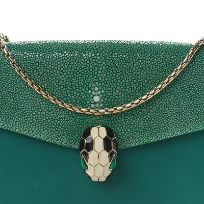 Bulgari Galuchat Calfskin Serpenti Forever Crossbody Bag Green 8 of 10