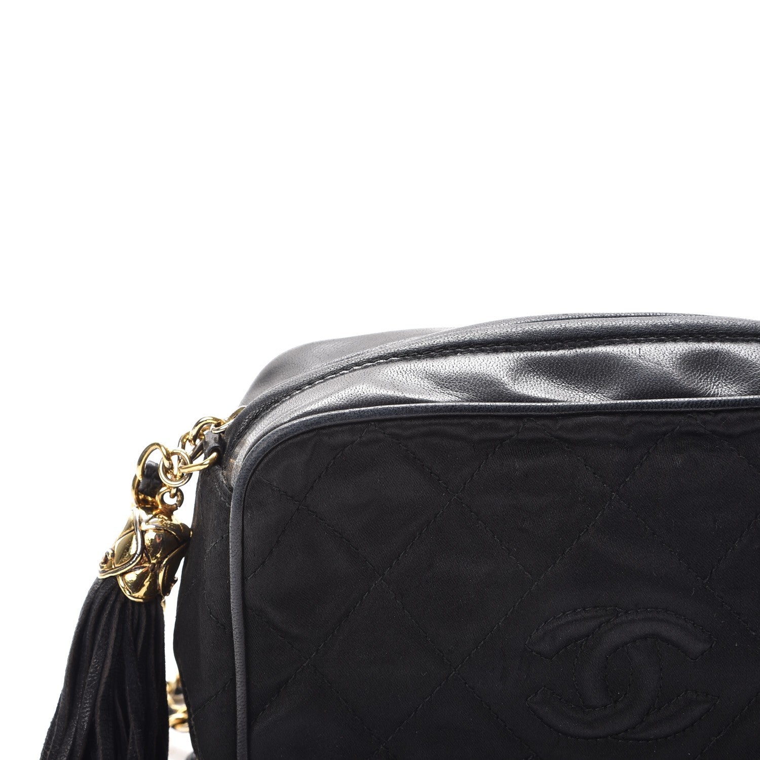 Chanel Satin Quilted Tassel Camera Case Black 9 of 18