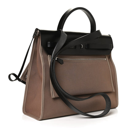 Hermes Vache Hunter Toile Officier Herbag Zip PM 31 Etoupe Black 2 of 9