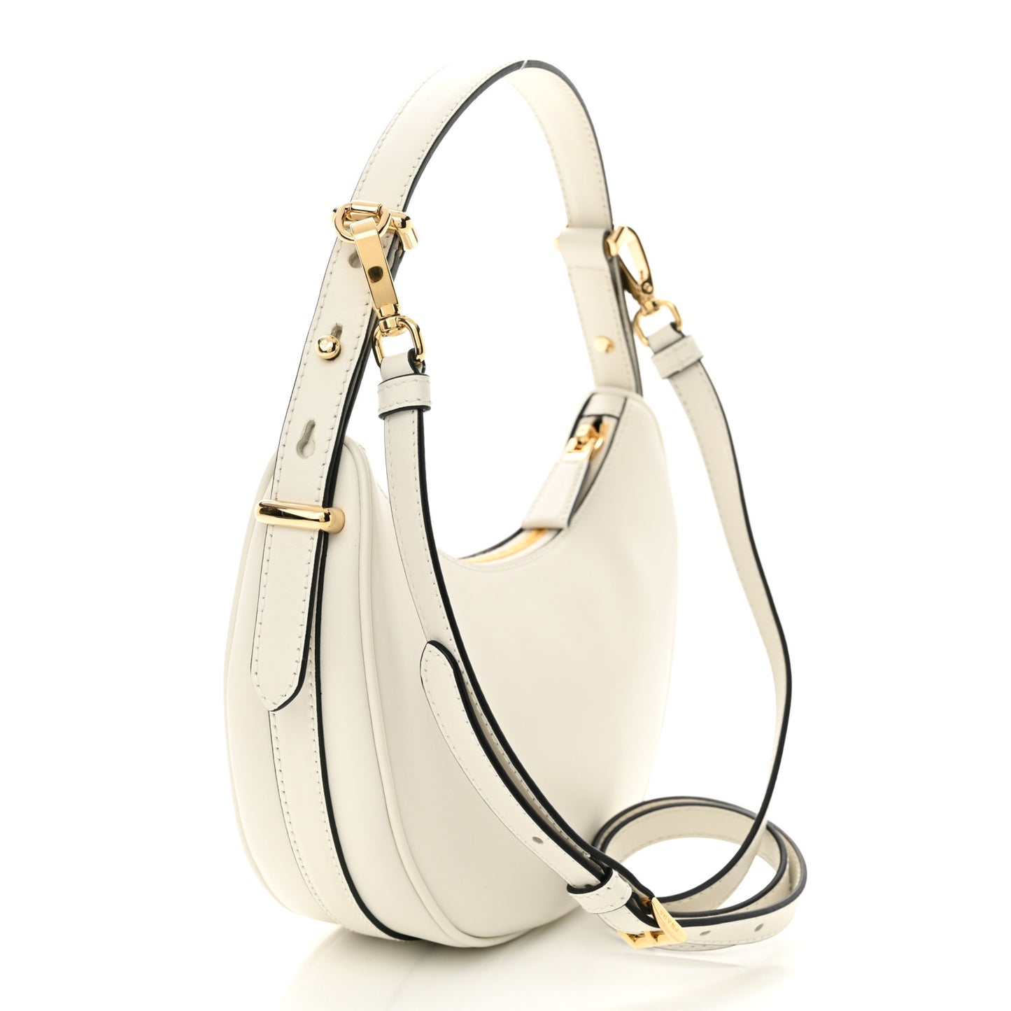 Soft Calfskin Arque Shoulder Bag White