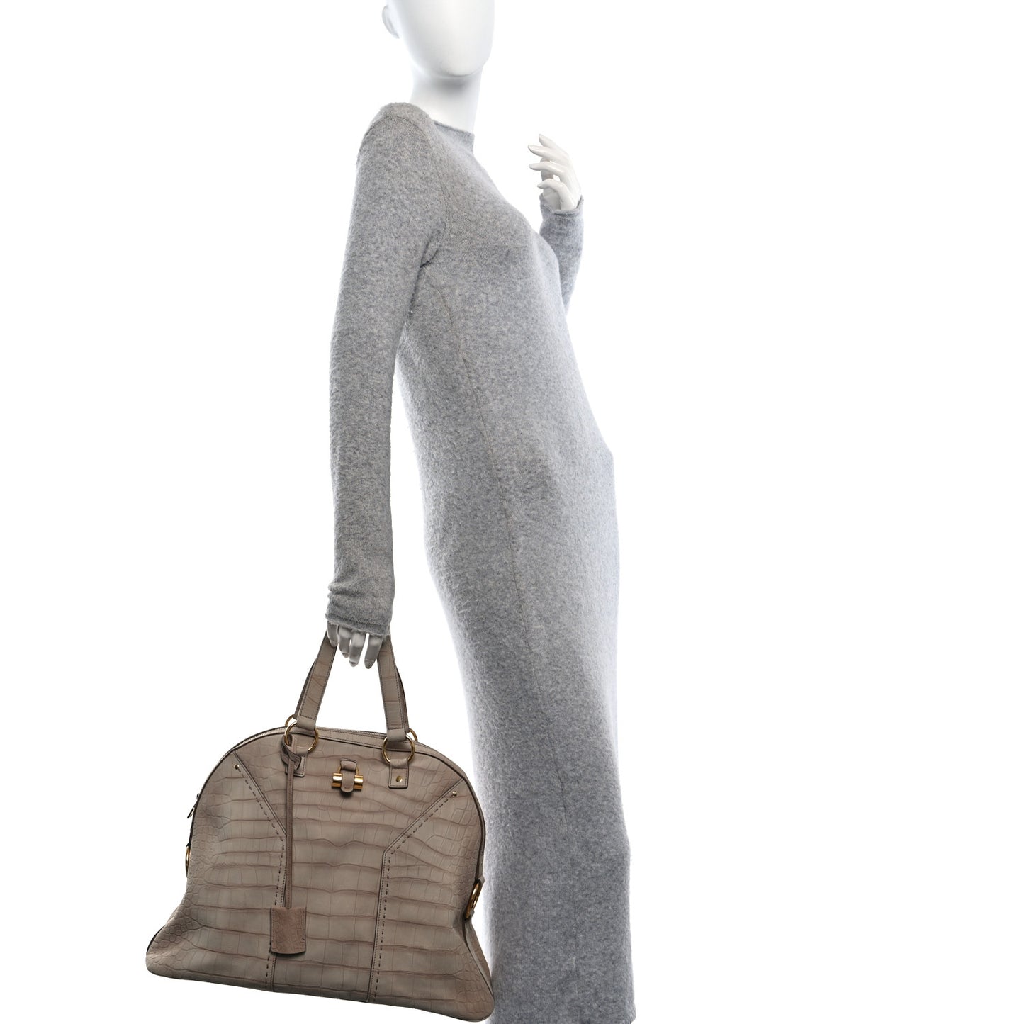 Nubuck Crocodile Embossed Oversized Muse Beige