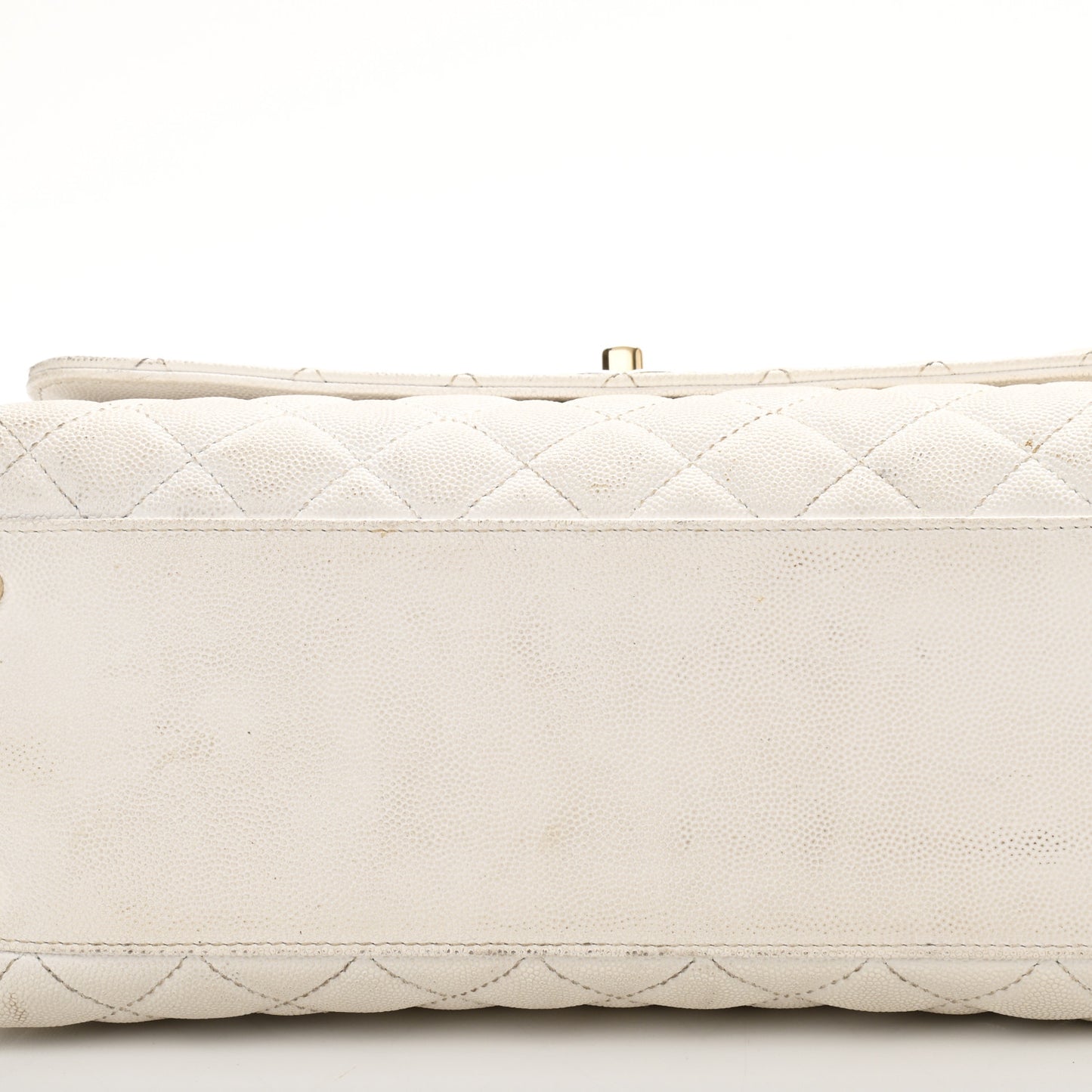 Caviar Quilted Small Coco Handle Flap White