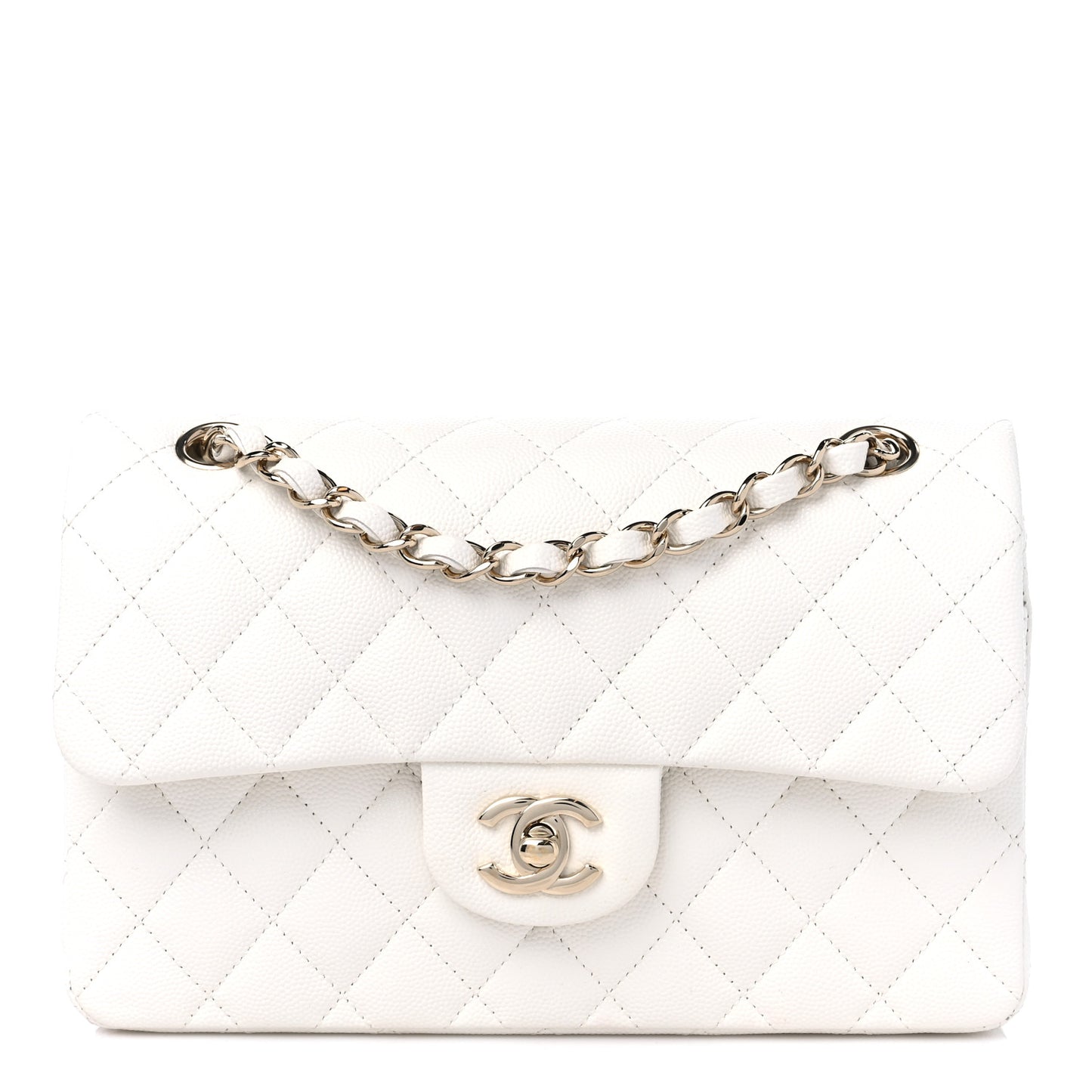 Caviar Quilted Small Double Flap White