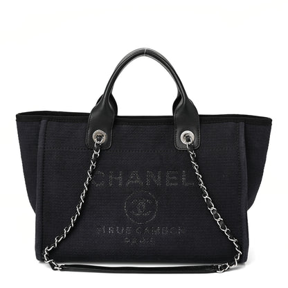 Chanel Mixed Fibers Small Deauville Tote Navy Blue 1 of 11