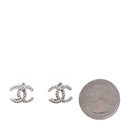 Chanel Crystal Royal Flush CC Stud Earrings Silver 2 of 4