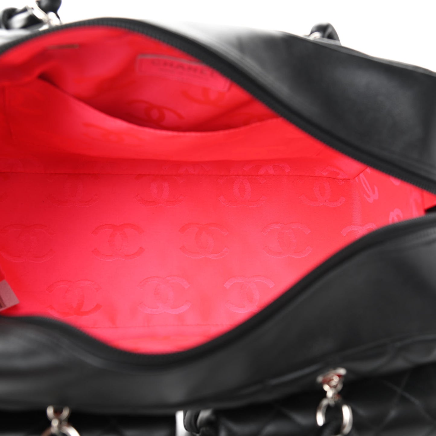 Calfskin Quilted Large Cambon Multipocket Reporter Black
