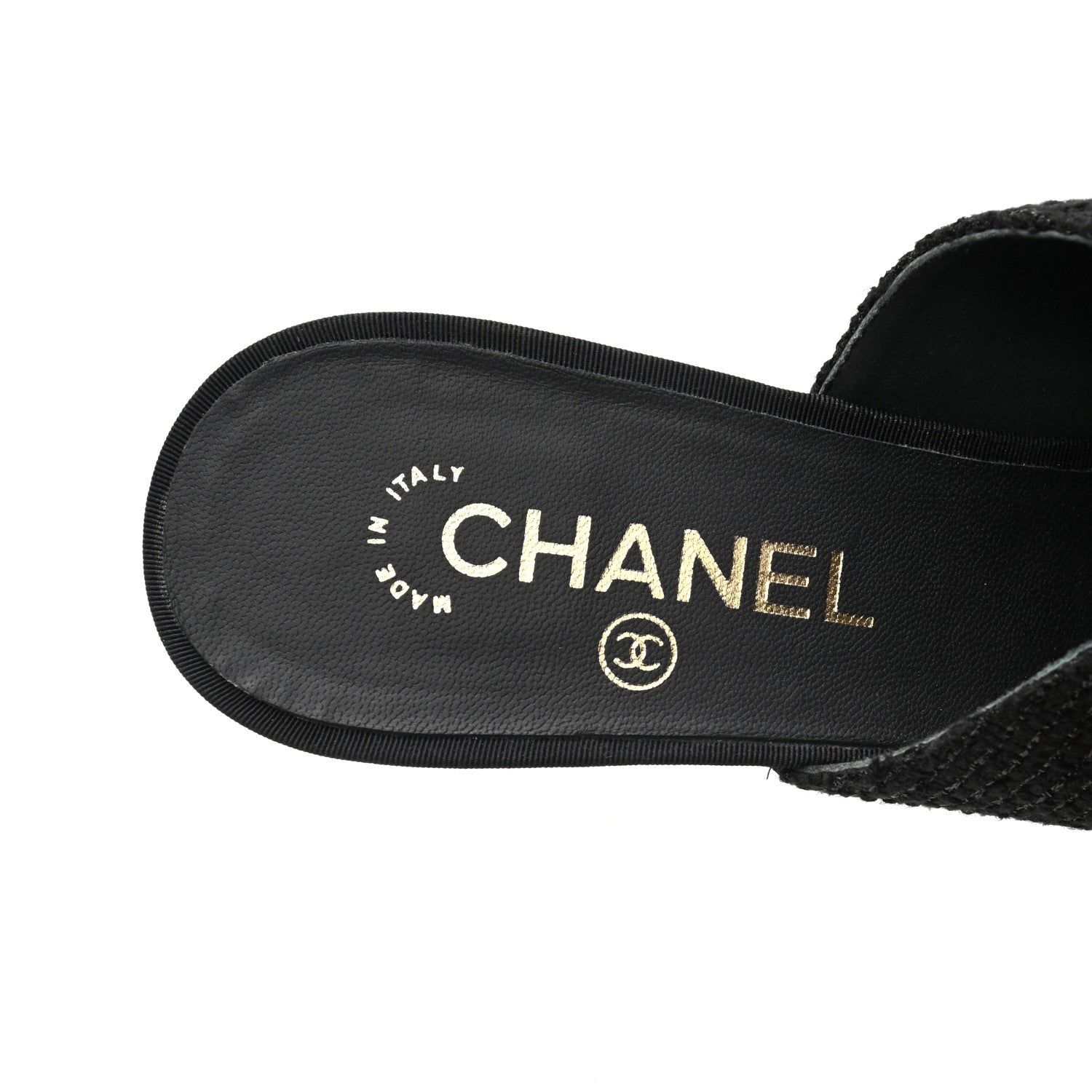 Chanel Tweed Grosgrain Cap Toe Pearl Mule 41 Black 5 of 8