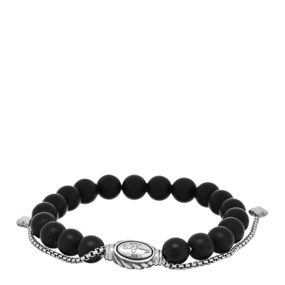 David Yurman Sterling Silver Black Onyx 8mm Spiritual Beads Adjustable Bracelet 2 of 3