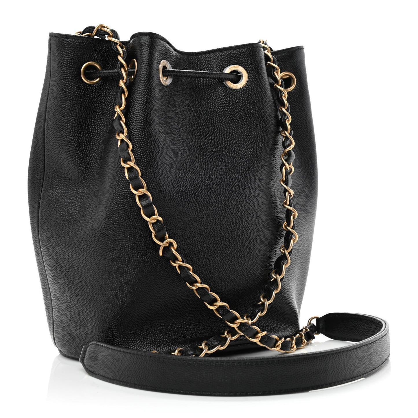 Caviar Deauville Drawstring Bucket Bag Black
