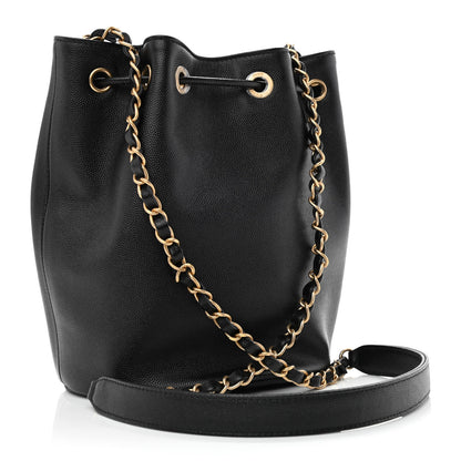 Chanel Caviar Deauville Drawstring Bucket Bag Black 2 of 10