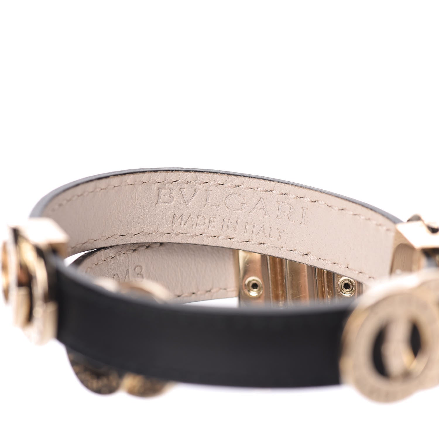 Bulgari Calfskin Double Coiled Bracelet Black 4 of 6